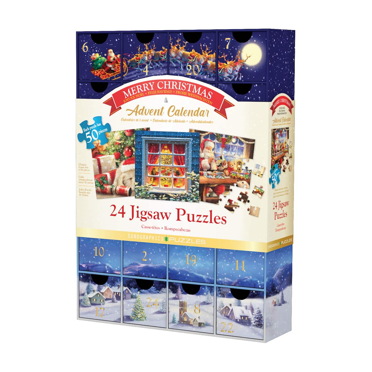 Merry Christmas Advent Calendar 24 Jigsaw Puzzles 24 x 50 Pcs Michaels